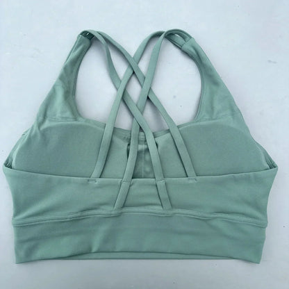 Solid Color Women Cross  Fitness sport Bra soft high strength Tight Top Comprehensive Training Gym Yoga Underwear With Chest Pad