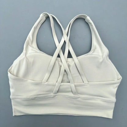 Solid Color Women Cross  Fitness sport Bra soft high strength Tight Top Comprehensive Training Gym Yoga Underwear With Chest Pad