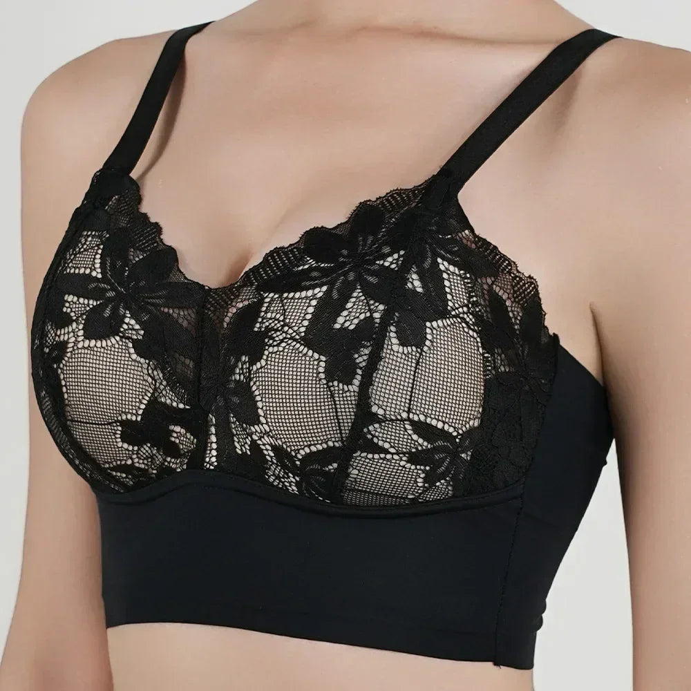 Hot Full Cup Thin Underwear Small Bra Plus Size Wireless Adjustable Lace Women's Bra Breast Cover B C Cup Large Size Lace Bras