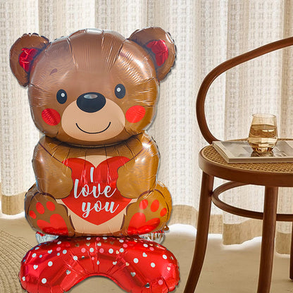 Cartoon Love Standing Bear Valentine's Day Wedding Decoration Aluminum Balloon