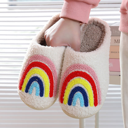 Comfortable Home Rainbow Warm Winter Cotton Slippers Couple