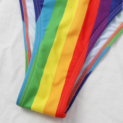 Damskie bikini z rozcięciem Rainbow Bar