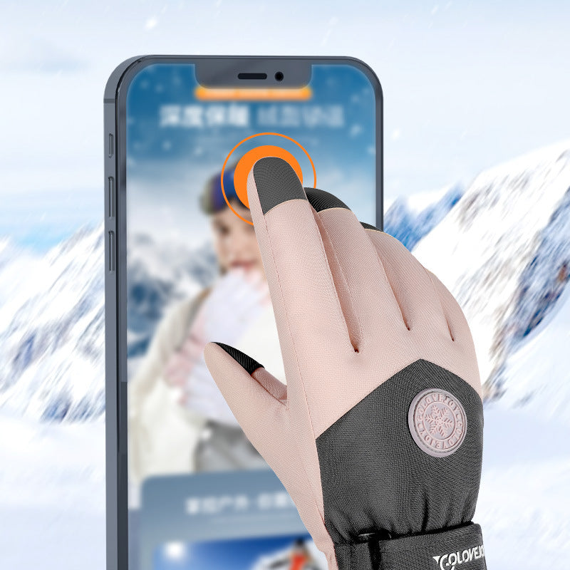 Snowflake Cartoon Print Gloves Winter Touchscreen Waterproof Windproof Warm Gloves For Cycling Fishing Skiing