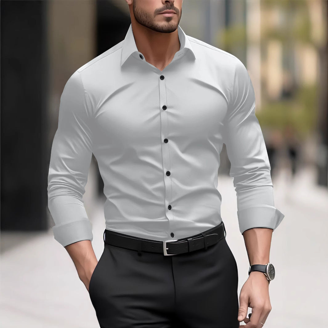 Men's Pigment Business Casual Long Sleeve Shirt