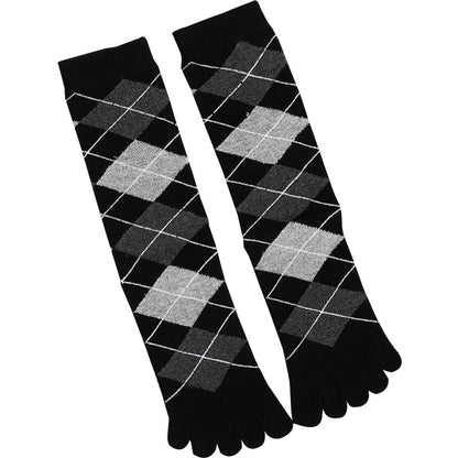 Calcetines de color sólido con barra vertical de punto pequeño en forma de diamante y punta alta para hombres de negocios