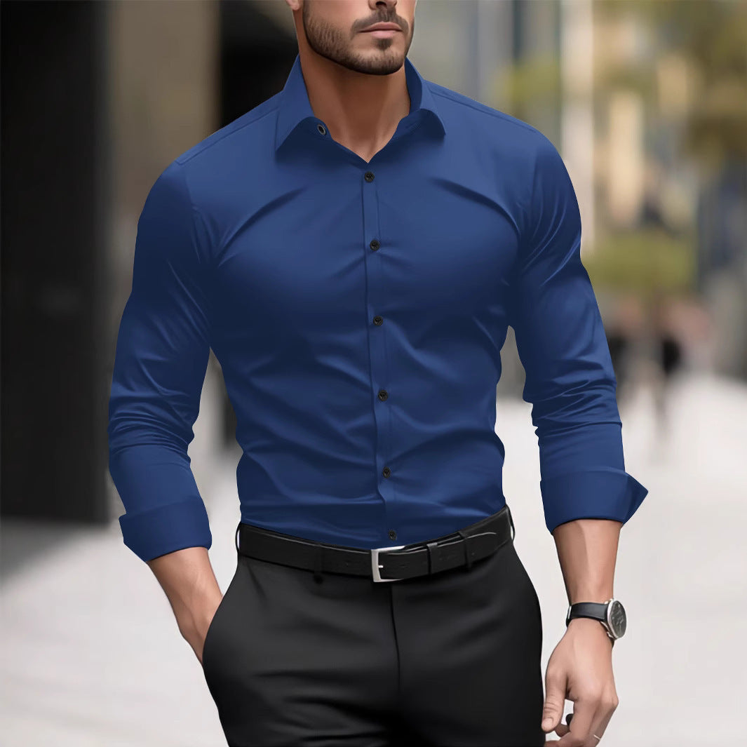 Men's Pigment Business Casual Long Sleeve Shirt