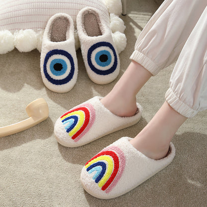 Comfortable Home Rainbow Warm Winter Cotton Slippers Couple