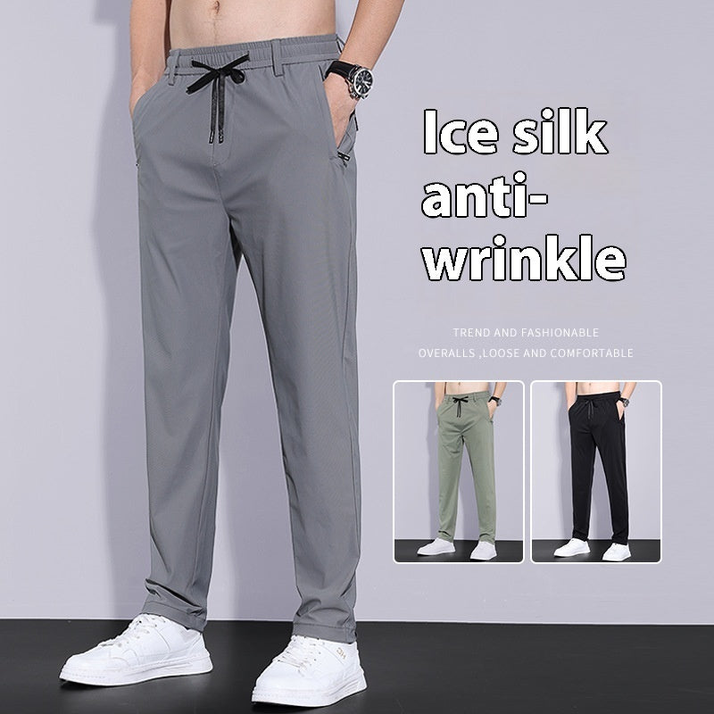 Casual Pants Men's Thin Stretch Slim-fit Straight Trousers