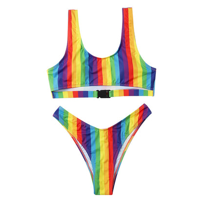 Damskie bikini z rozcięciem Rainbow Bar