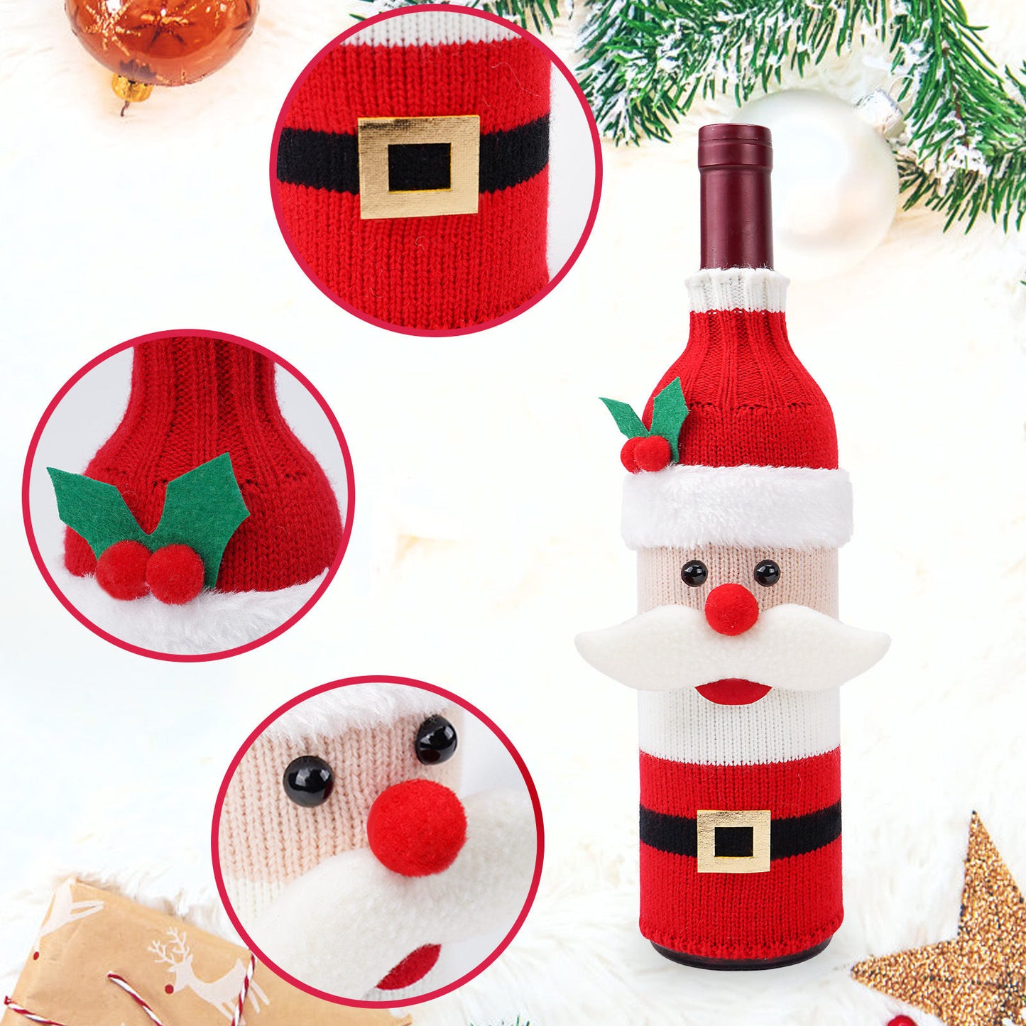 Christmas Decorations Elk Brushed Wine Bottle Cover Christmas Restaurant Party Decorations